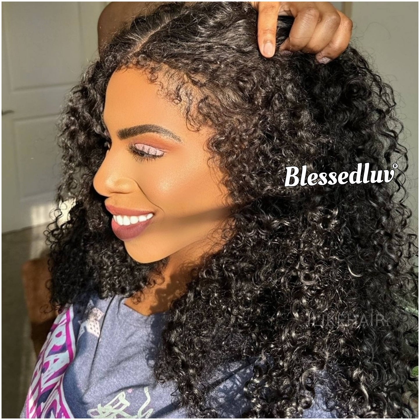 Victoria - Curly 360 Drawstring Frontal Kinky Straight Texture Ventilated Lace Wig-Blessedluv.com-Brazilianweave.com