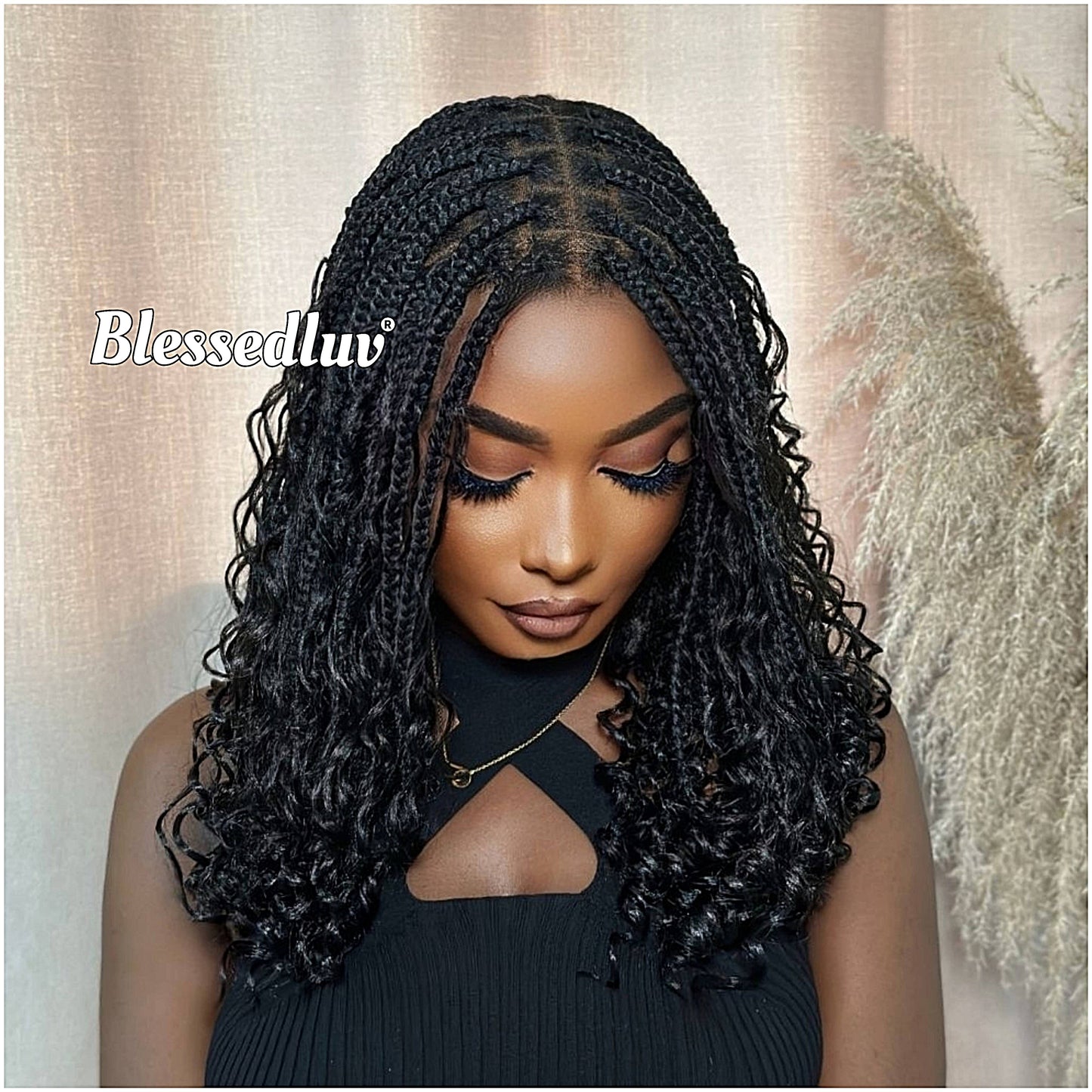 Bola - Shoulder Length Boho Knotless Braids Full Lace HD Wig – Adjustable Drawstring-Wig-Blessedluv.com-Brazilianweave.com