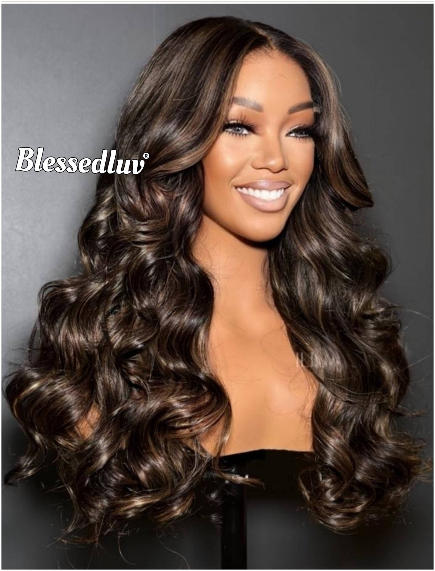 Sienna – Glueless Layered HD 5x5 Closure Lace Wig in Highlights, Ready to Wear-Blessedluv.com-Brazilianweave.com