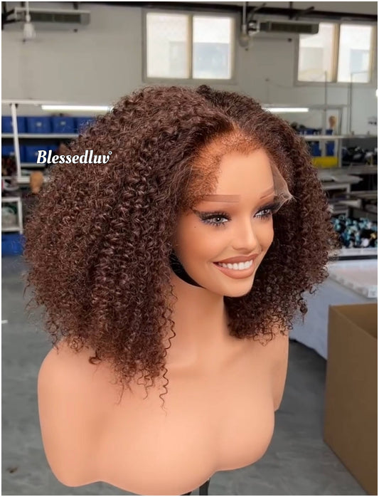 Blondina - Chocolate Curly Texture Ventilated Kinky Wig-Blessedluv.com-Brazilianweave.com
