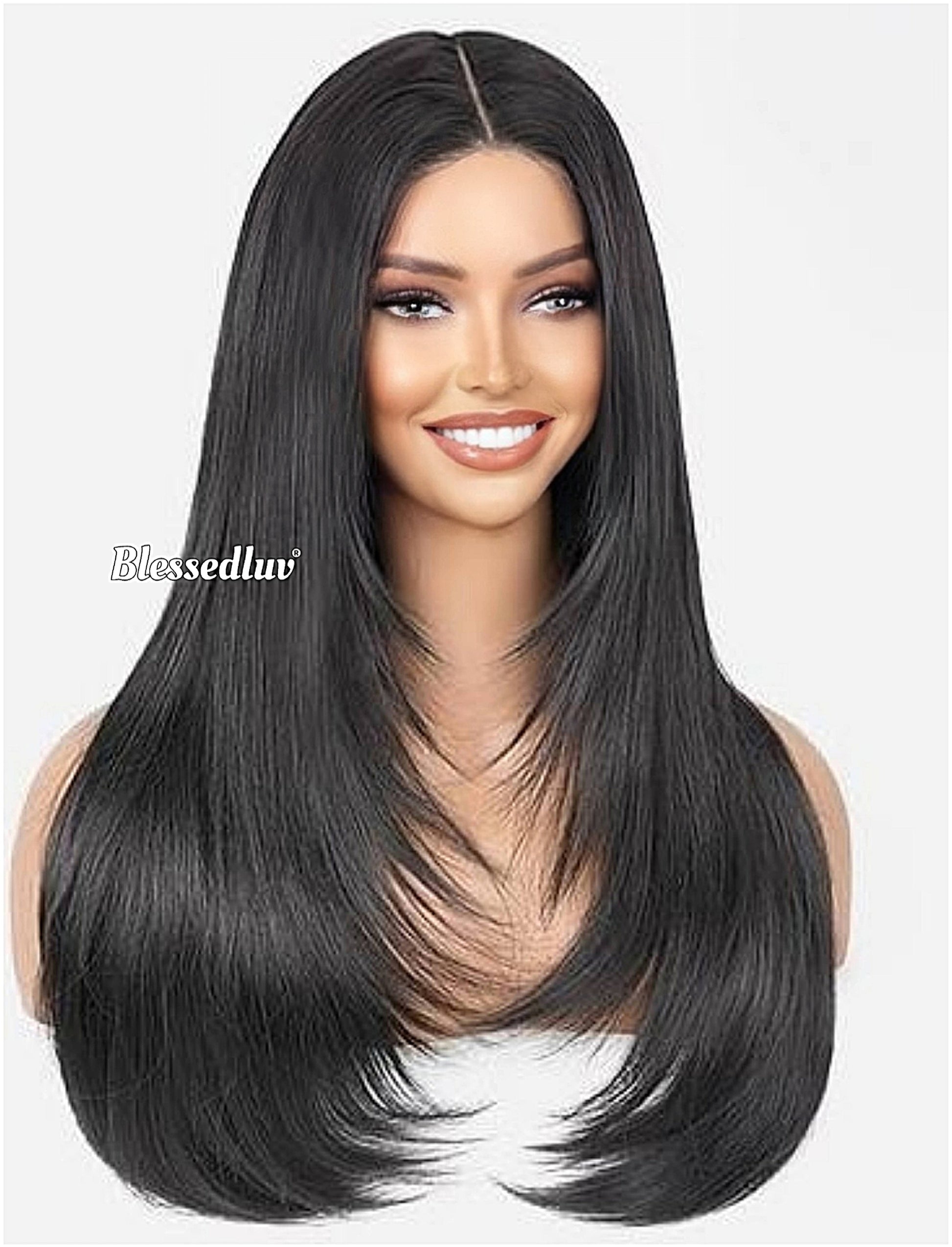 Patricia – Layered Premium Human Hair Blend Wig-Wig-Blessedluv.com-Brazilianweave.com
