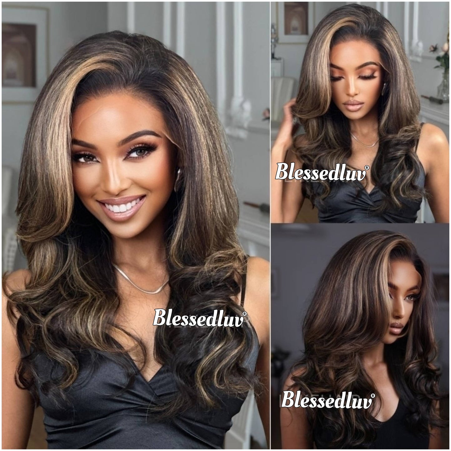 Tiffany – Glueless Layered HD Lace Wig in Highlights, Ready to Wear-Blessedluv.com-Brazilianweave.com