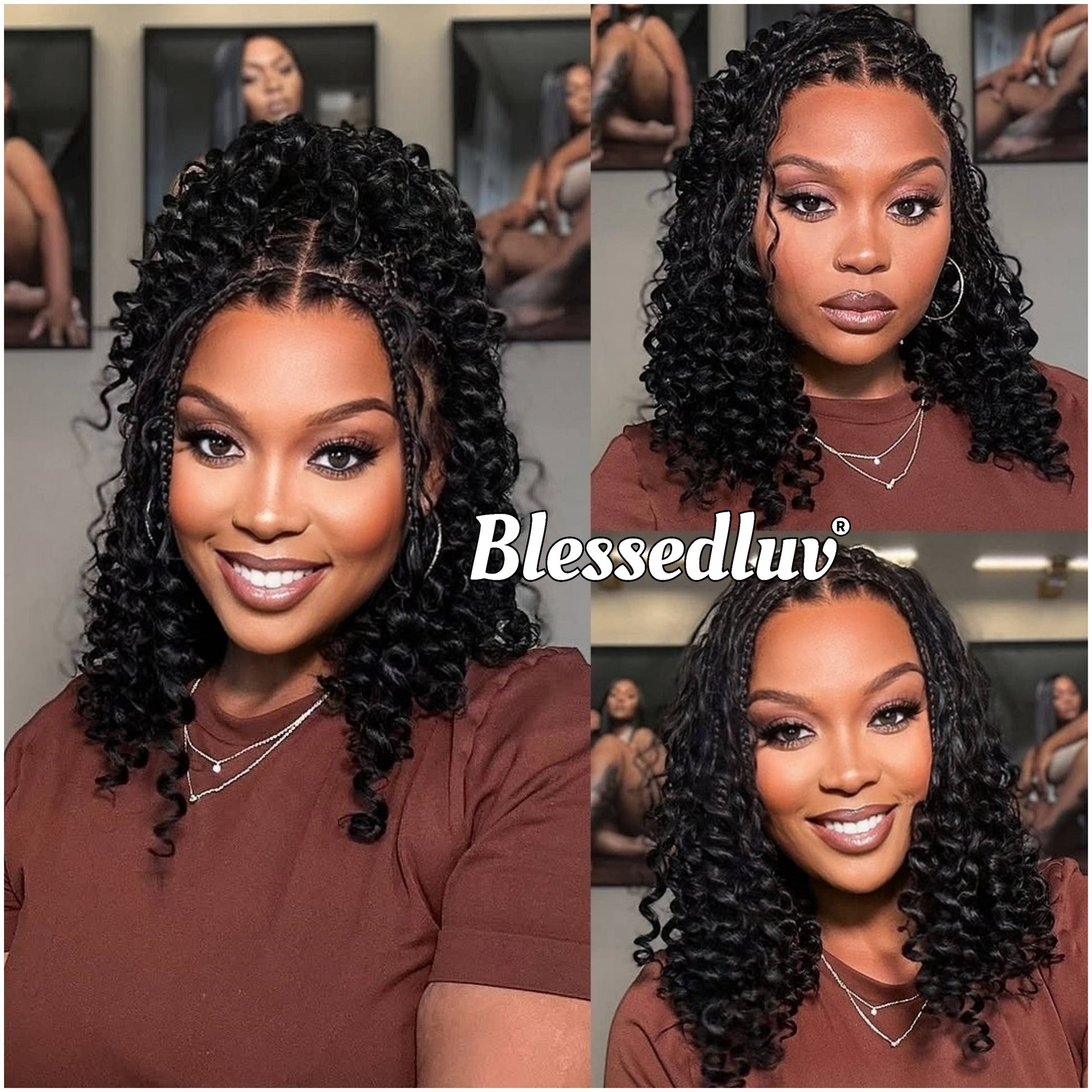 Bola - Shoulder Length Boho Knotless Braids Full Lace HD Wig – Adjustable Drawstring-Wig-Blessedluv.com-Brazilianweave.com