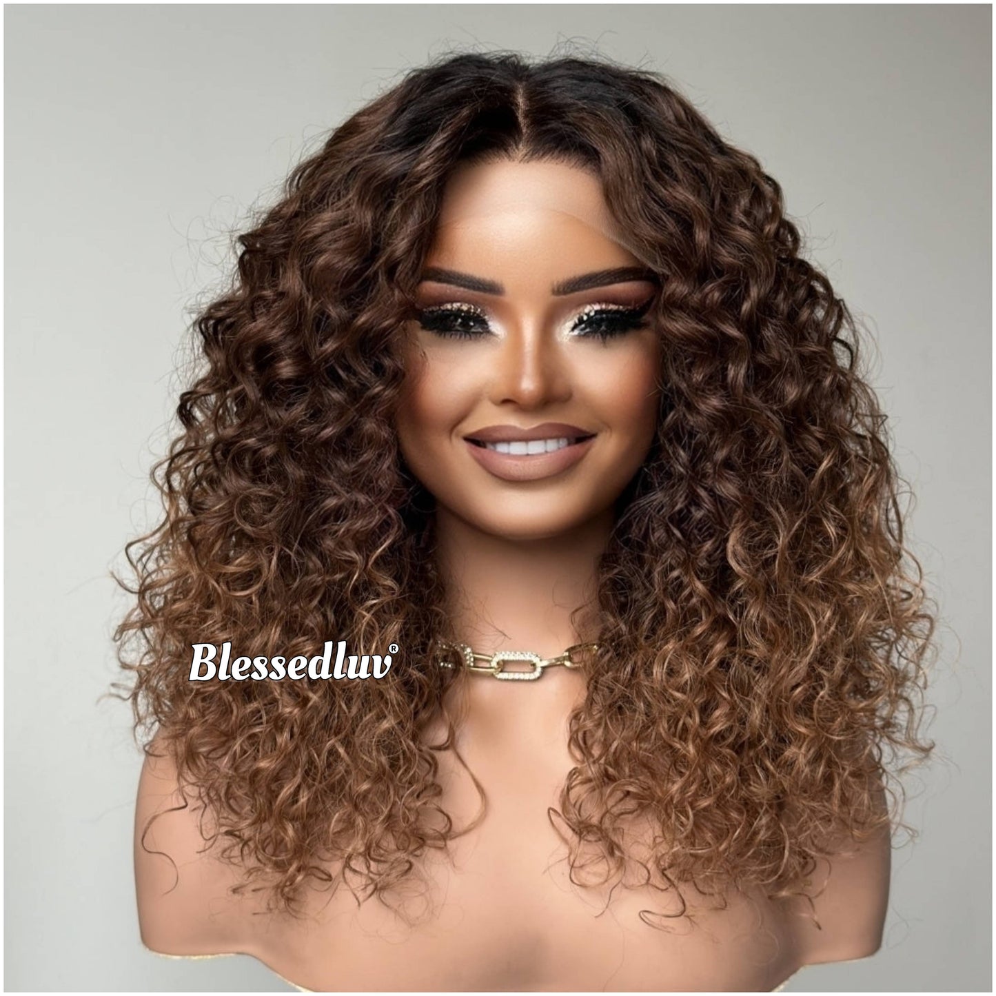 Valentina – 3-Tone Ombre Glueless Curly Bangs, Ready to Wear-Blessedluv.com-Brazilianweave.com