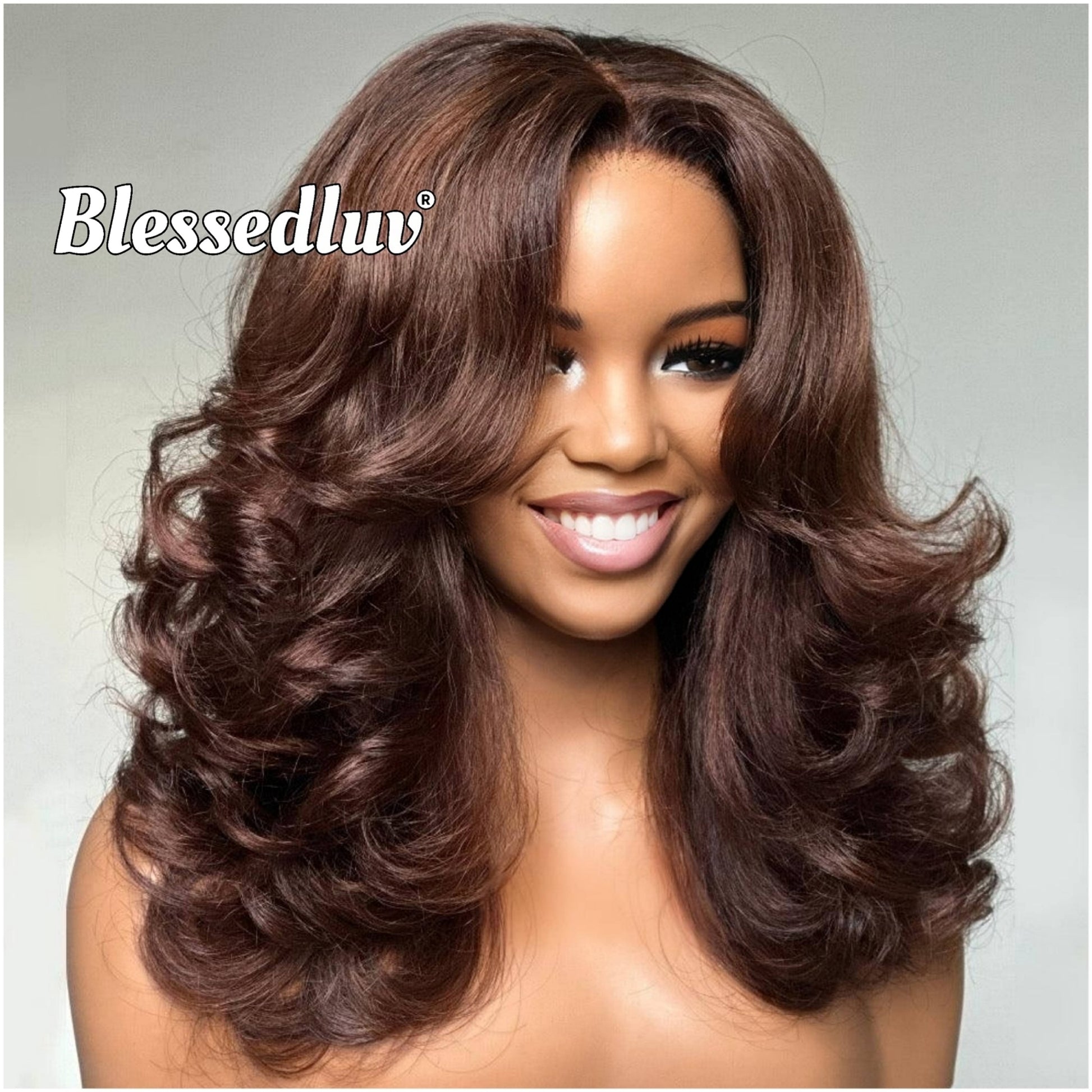 Giselle – Glueless Layered HD 5x5 Closure Lace Wig in Chocolate, Ready to Wear-Blessedluv.com-Brazilianweave.com