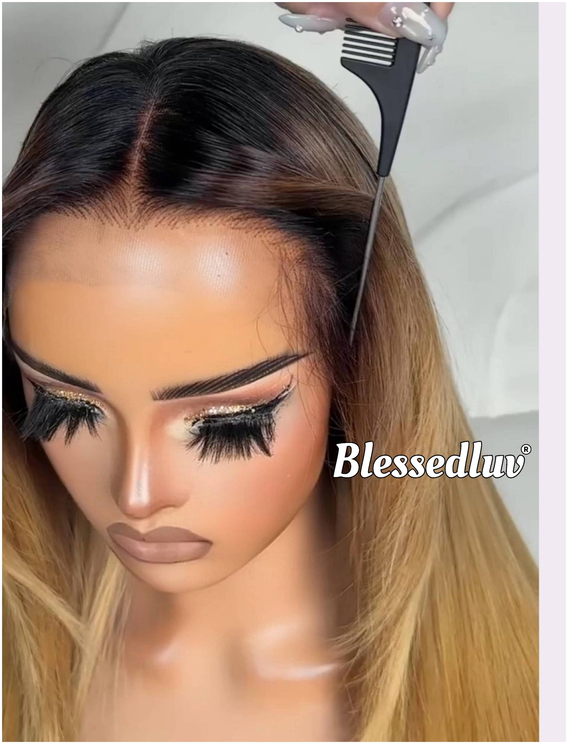 Chelsea – Glueless Layered HD 13x4 Frontal Lace Wig in Golden Ombré, Ready to Wear-Blessedluv.com-Brazilianweave.com
