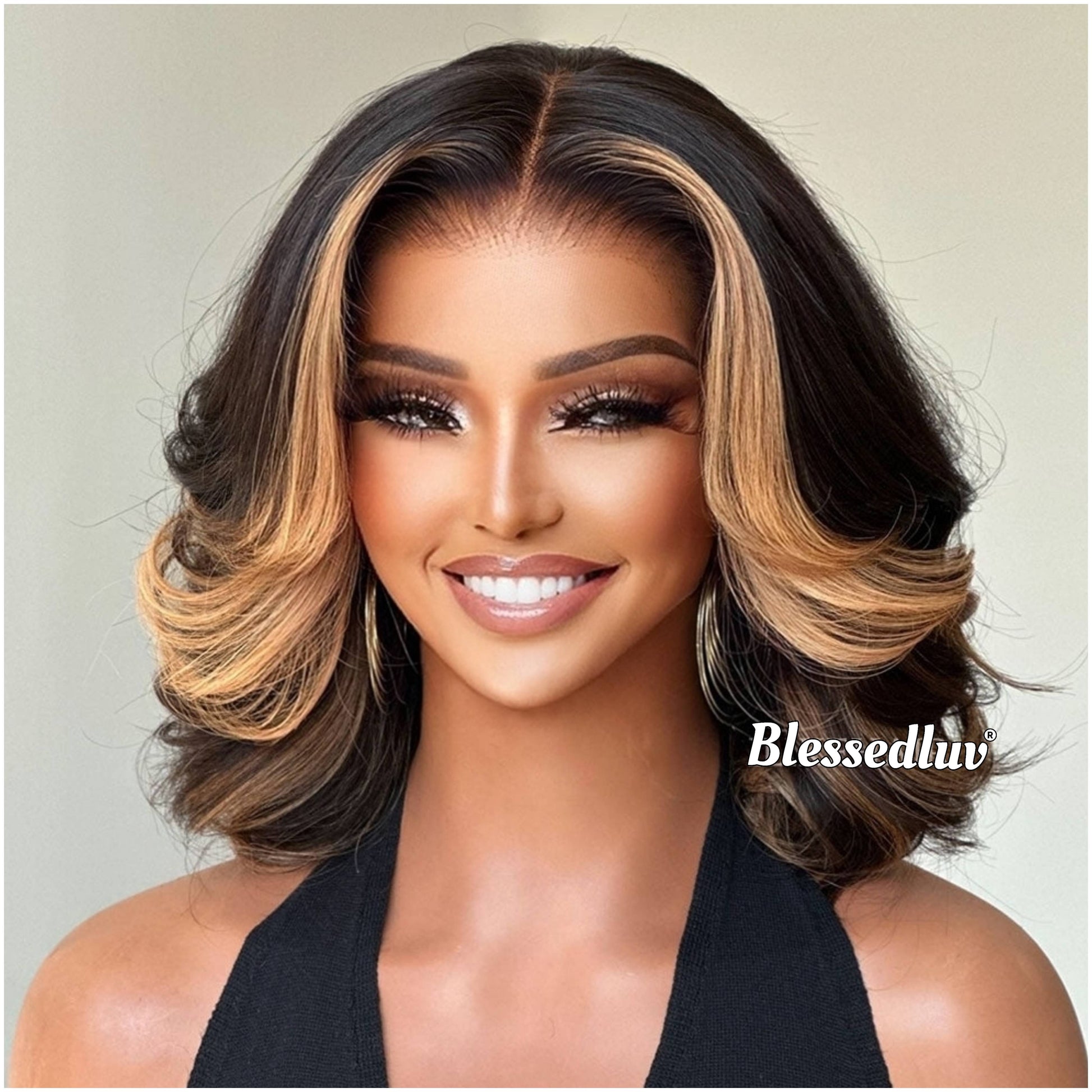 Ebere – Glueless Layered HD Closure Lace Wig in Highlights, Ready to Wear-Blessedluv.com-Brazilianweave.com