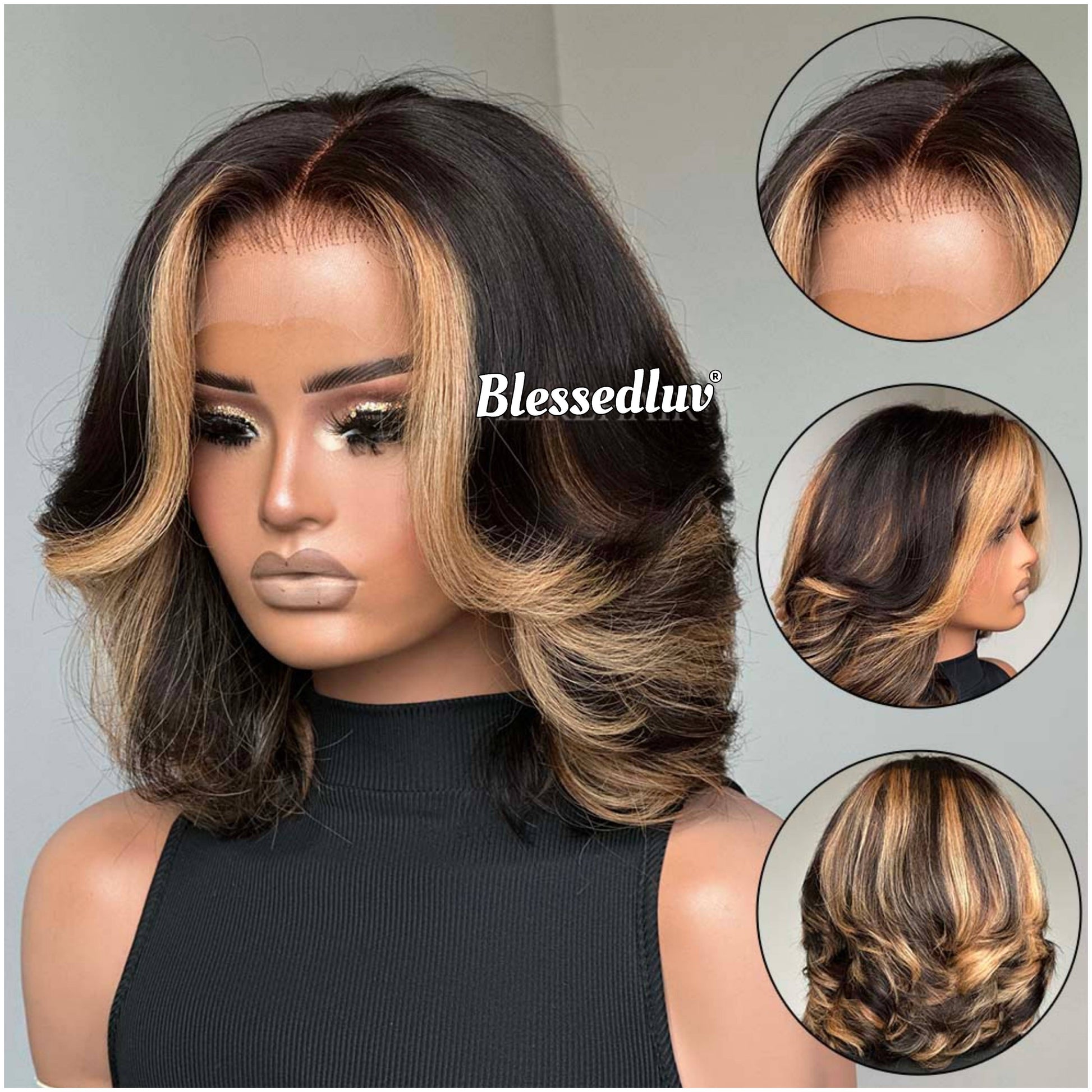 Ebere – Glueless Layered HD Closure Lace Wig in Highlights, Ready to Wear-Blessedluv.com-Brazilianweave.com