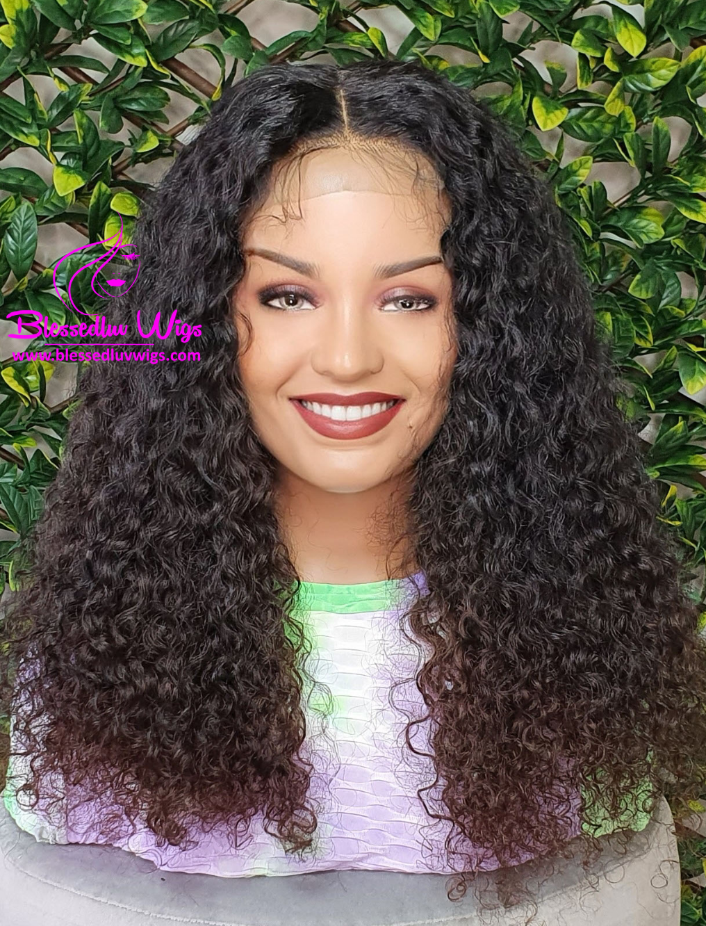 Natalia - Raw Blessedluv Curly Lace Closure Wig- Wig Lace has been Tinted-www.brazilianweave.com-Brazilianweave.com