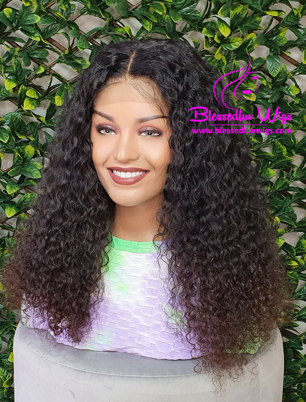 Natalia - Raw Blessedluv Curly Lace Closure Wig- Wig Lace has been Tinted-www.brazilianweave.com-Brazilianweave.com