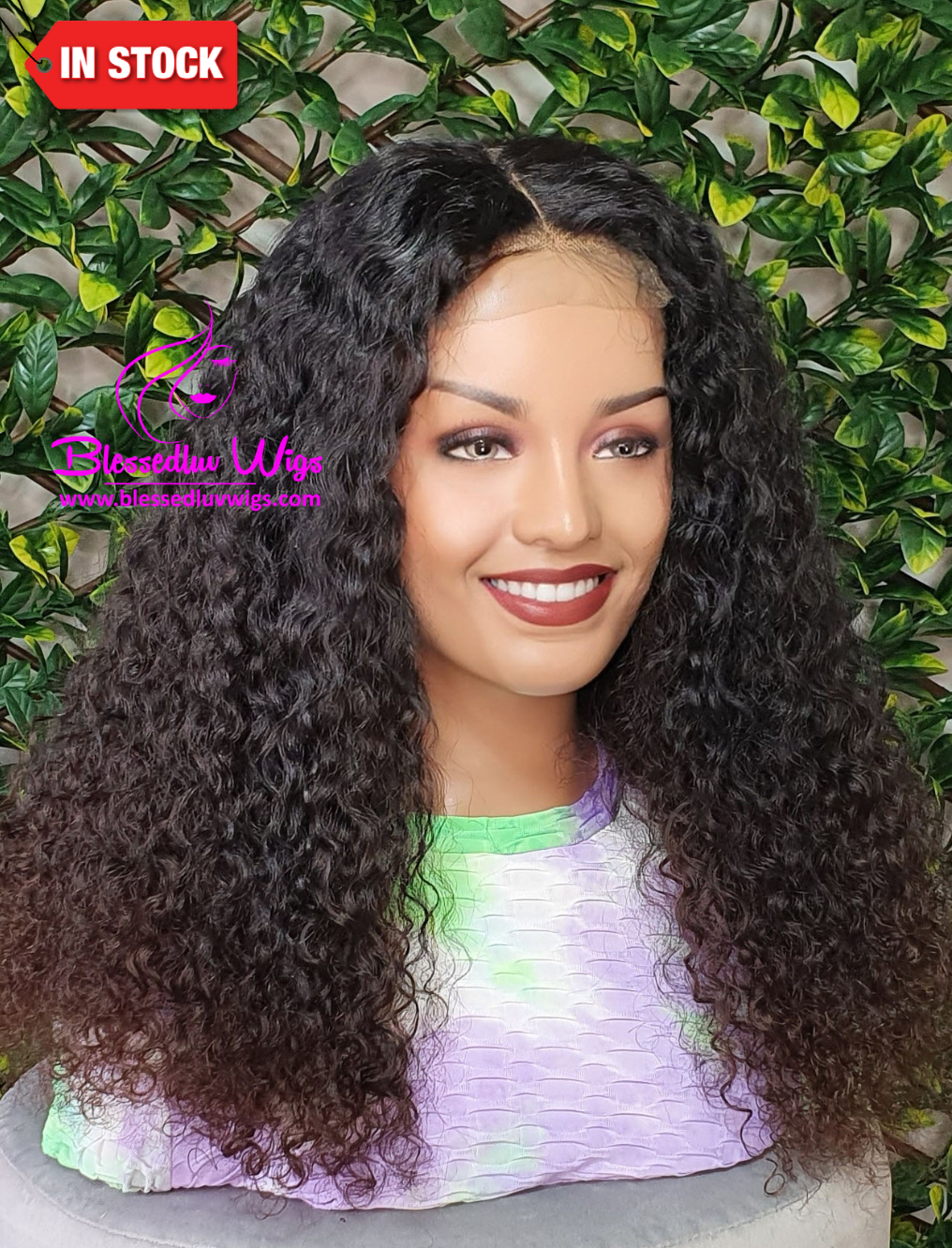 Natalia - Raw Blessedluv Curly Lace Closure Wig- Wig Lace has been Tinted-www.brazilianweave.com-Brazilianweave.com