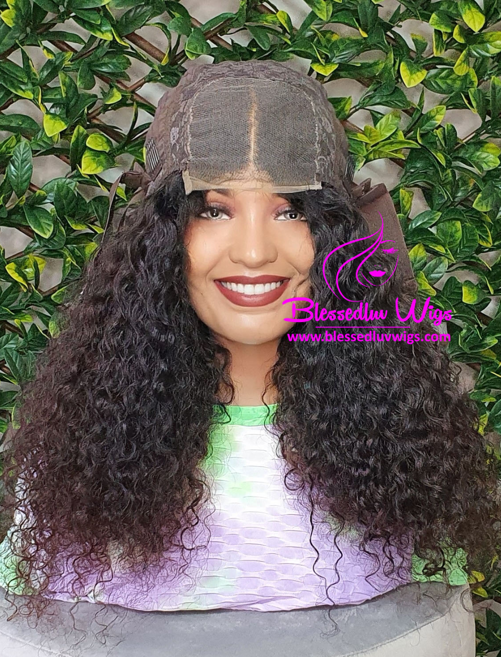 Natalia - Raw Blessedluv Curly Lace Closure Wig- Wig Lace has been Tinted-www.brazilianweave.com-Brazilianweave.com