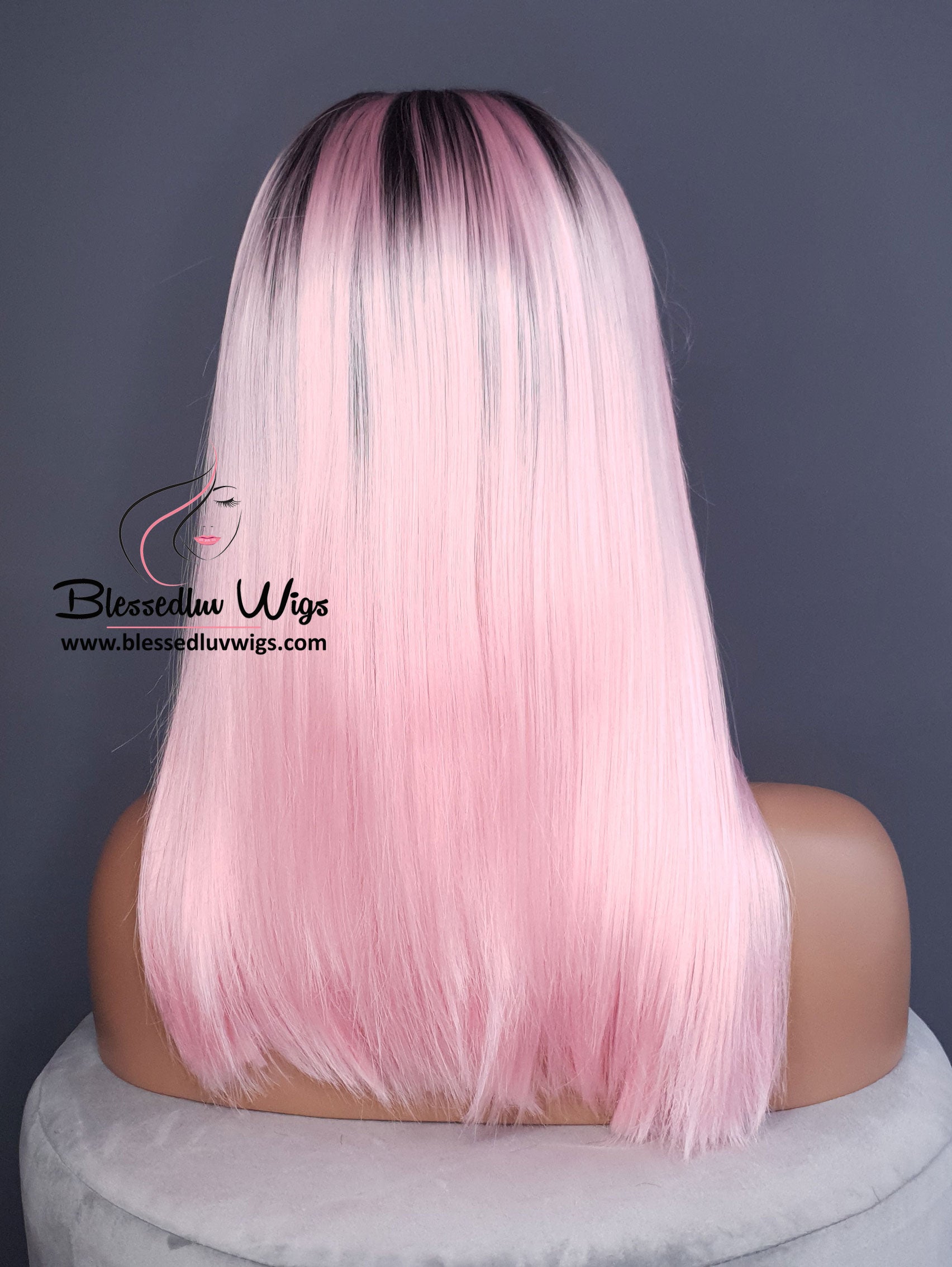 Cadi- Synthetic Ombré # Pink Synthetic 13x4 Lace Frontal Wig-Brazilianweave.com-Brazilianweave.com