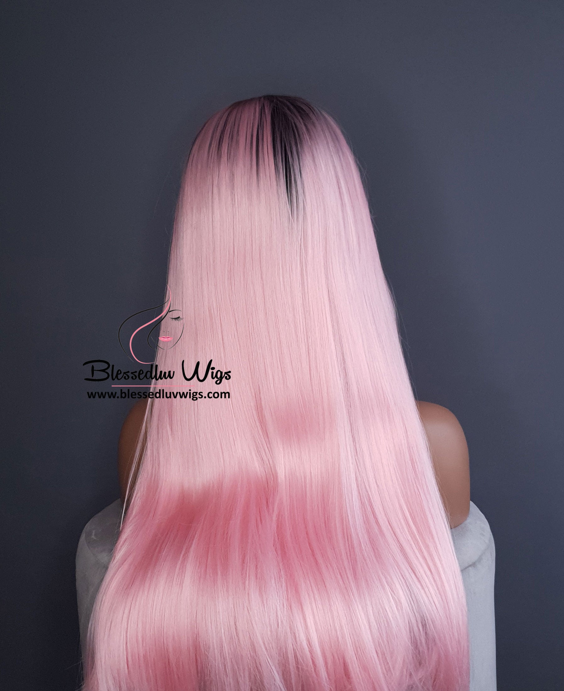 Nikki - Synthetic Ombré # Pink Synthetic 13x4 Lace Frontal Wig-Brazilianweave.com-Brazilianweave.com