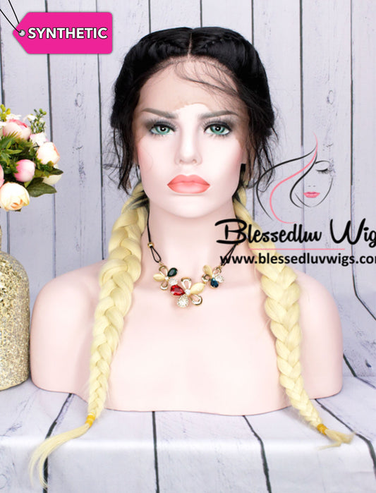 Elina - Boxer Braids Lace Wig Ombre 1/613-Wigs-Brazilianweave.com-Brazilianweave.com