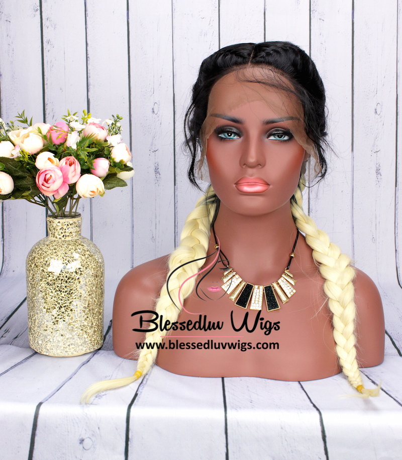 Elina - Boxer Braids Lace Wig Ombre 1/613-Wigs-Brazilianweave.com-Brazilianweave.com