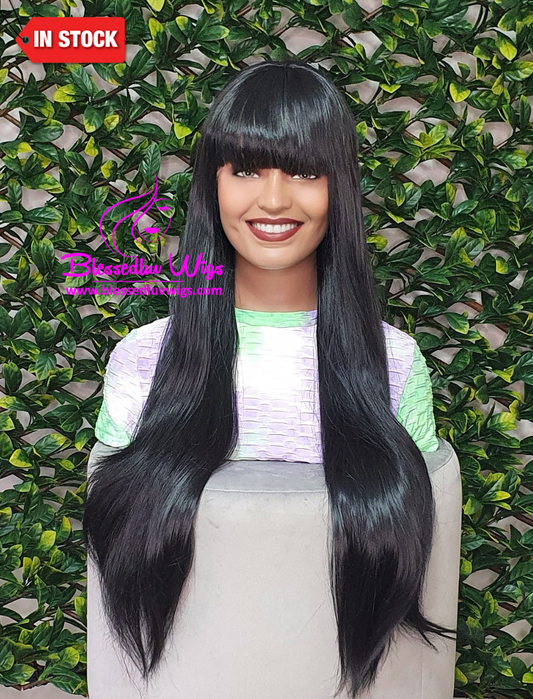 Harmony - Synthetic Jet Black Bangs Wig-Brazilianweave.com-Brazilianweave.com