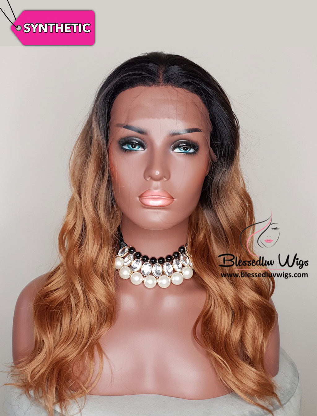 Ezra - Ombré #1b/honey Synthetic Lace Front Wig-Brazilianweave.com-Brazilianweave.com