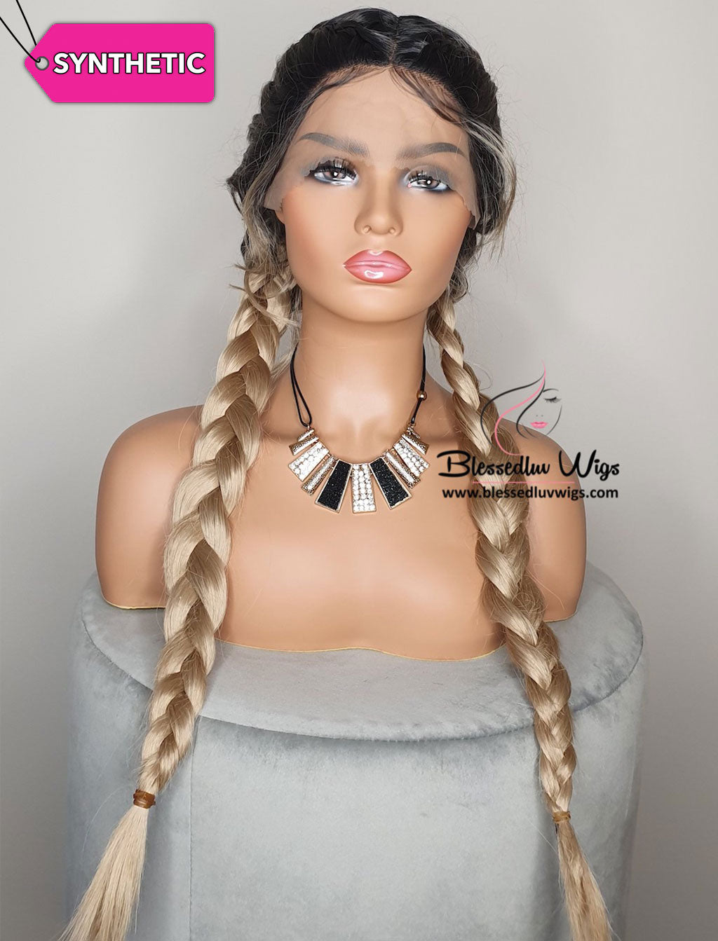 Queen - Ombré #1b Synthetic Lace Front Wig-Wigs-Brazilianweave.com-Brazilianweave.com