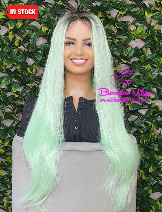 Molly - Synthetic Ombré Lime Green 13x4 Lace Frontal Wig-Brazilianweave.com-Brazilianweave.com