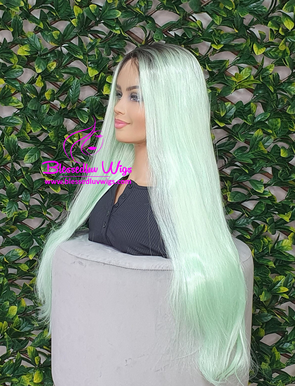 Molly - Synthetic Ombré Lime Green 13x4 Lace Frontal Wig-Brazilianweave.com-Brazilianweave.com