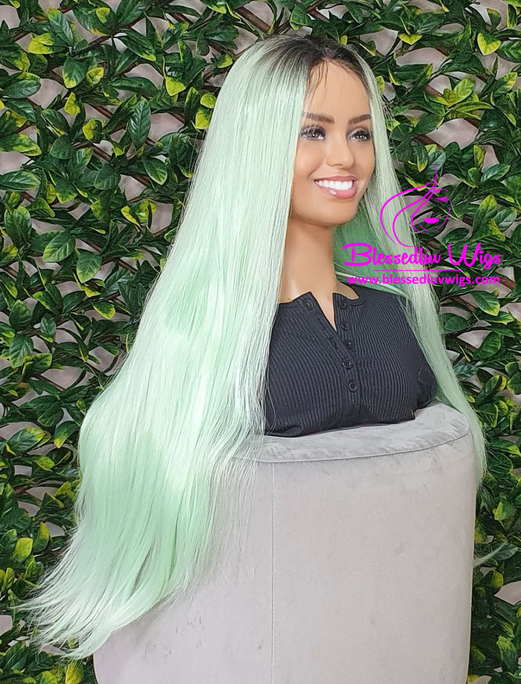 Molly - Synthetic Ombré Lime Green 13x4 Lace Frontal Wig-Brazilianweave.com-Brazilianweave.com