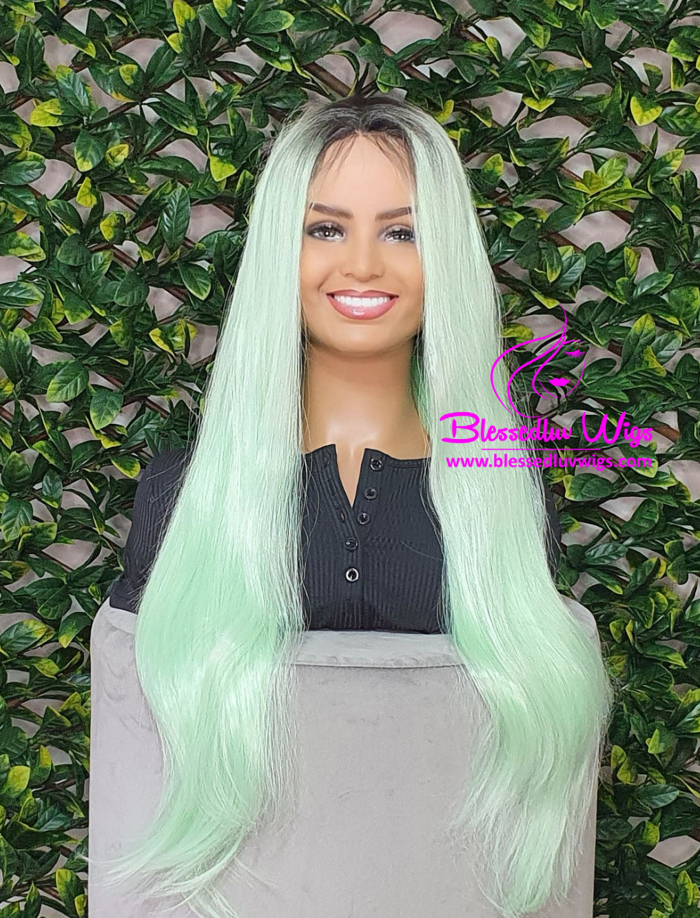 Molly - Synthetic Ombré Lime Green 13x4 Lace Frontal Wig-Brazilianweave.com-Brazilianweave.com